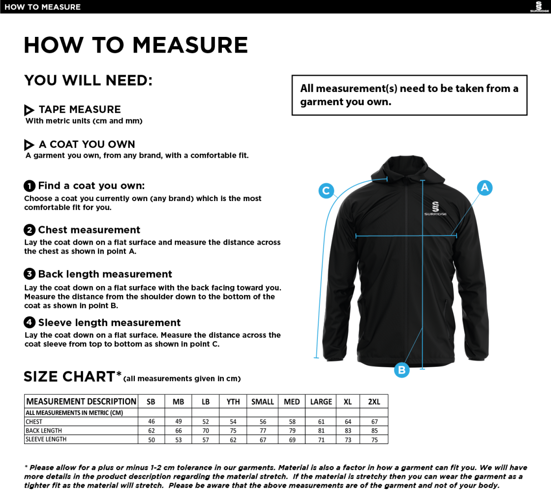 KIDLINGTON CC Dual Elite 1/4 Zip Hoody / Rain Jacket : Navy - Size Guide